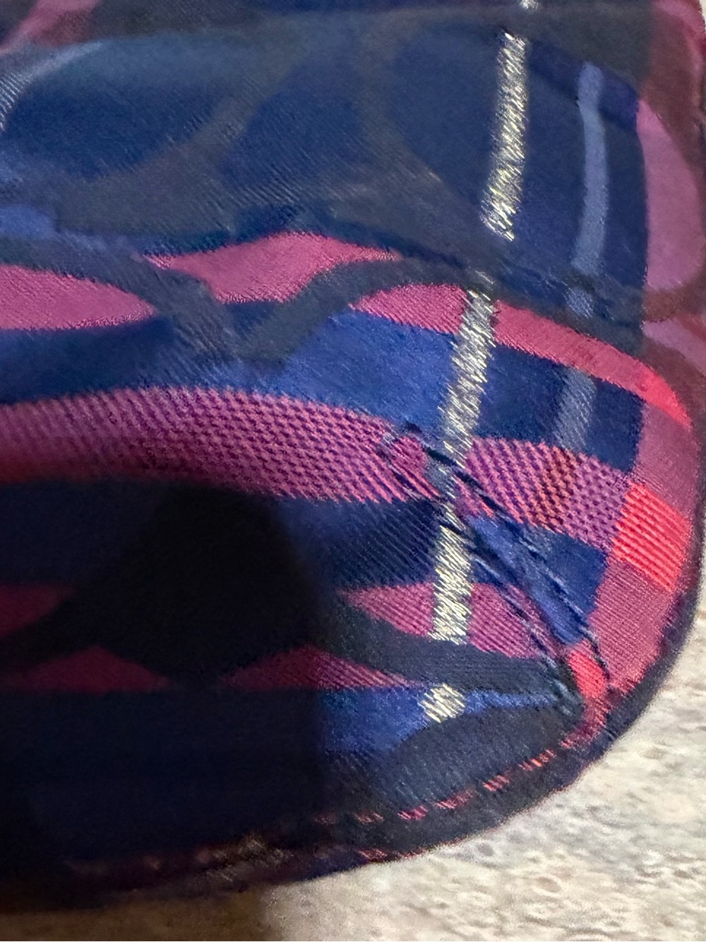 Coach Plaid Tartan G1282-21622 Blue & Pink Plaid Bag with 2 Fobs & Black Trim - Picture 8 of 16